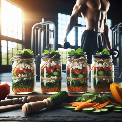 An image illustrating 5 Mason Jar Salads for Work (No Soggy Greens)